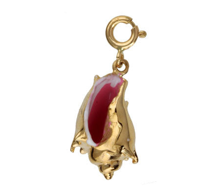 14K GOLD NAUTICAL ENAMELED CHARM - SHELL #1541