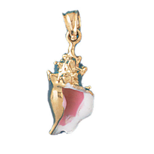 14K GOLD NAUTICAL ENAMELED CHARM - SHELL #1560