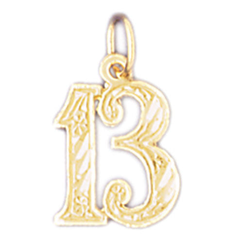 14K GOLD NUMERAL CHARM - #13 #9523