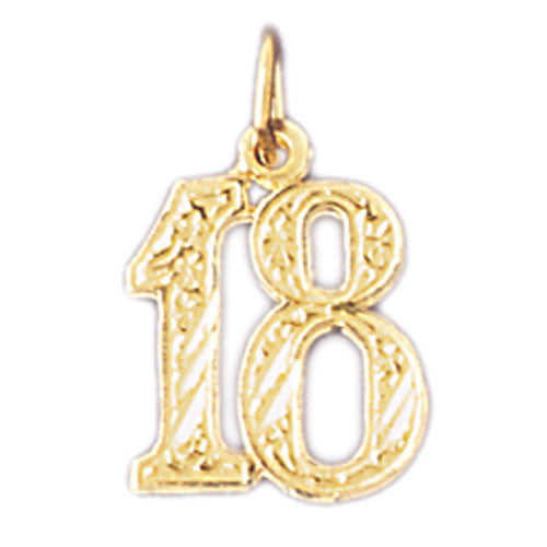 14K GOLD NUMERAL CHARM - #18 #9526