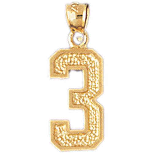 14K GOLD NUMERAL CHARM - 3 #9550