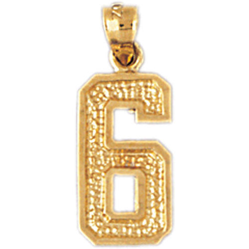 14K GOLD NUMERAL CHARM - 6 #9553