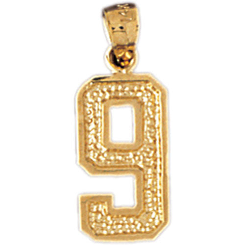 14K GOLD NUMERAL CHARM - 9 #9556