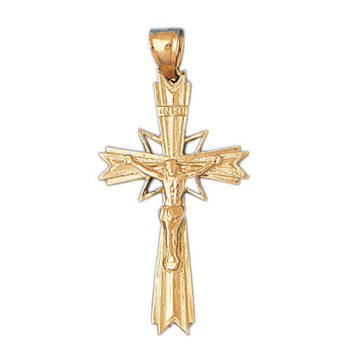14K GOLD RELIGIOUS CHARM - CRUCIFIX #8360