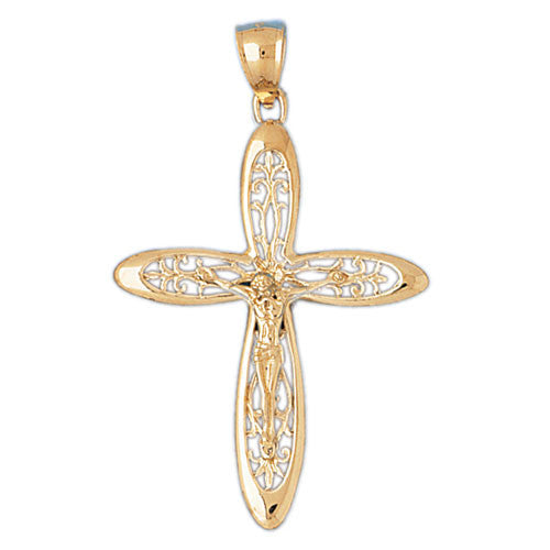 14K GOLD RELIGIOUS CHARM - CRUCIFIX #8361