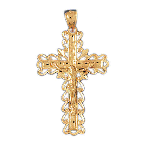 14K GOLD RELIGIOUS CHARM - CRUCIFIX #8364