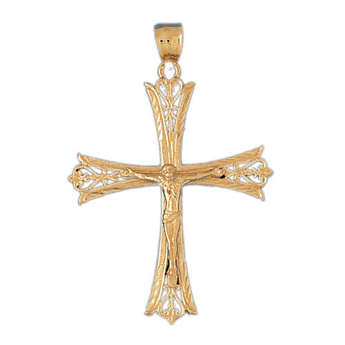14K GOLD RELIGIOUS CHARM - CRUCIFIX #8365