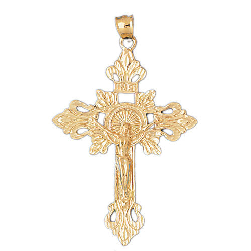 14K GOLD RELIGIOUS CHARM - CRUCIFIX #8366
