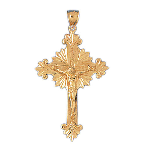 14K GOLD RELIGIOUS CHARM - CRUCIFIX #8370
