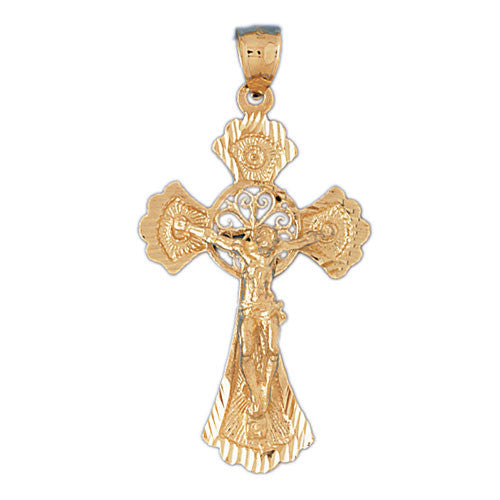 14K GOLD RELIGIOUS CHARM - CRUCIFIX #8371