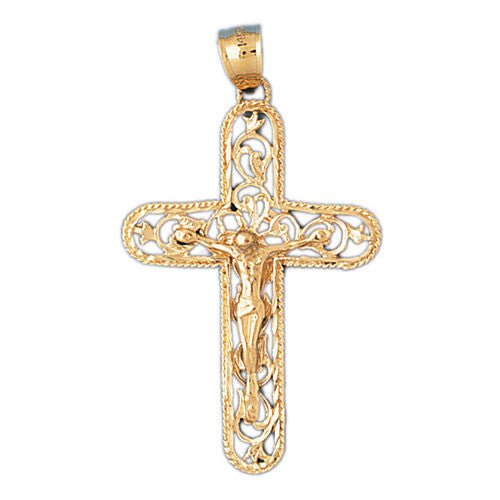 14K GOLD RELIGIOUS CHARM - CRUCIFIX #8373