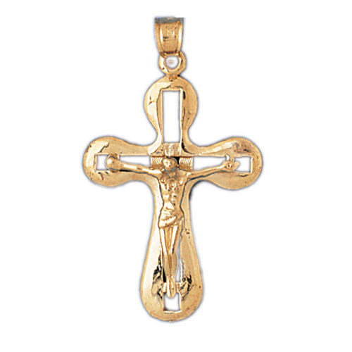 14K GOLD RELIGIOUS CHARM - CRUCIFIX #8379