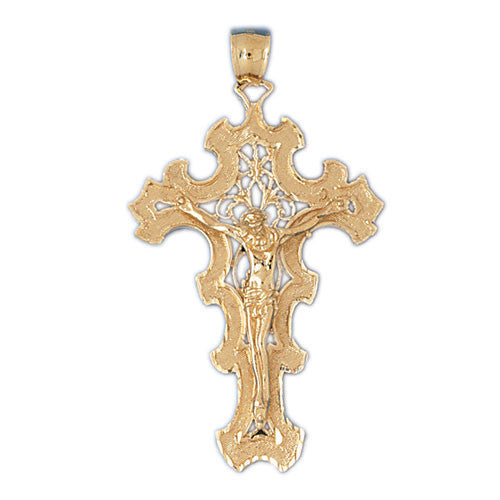14K GOLD RELIGIOUS CHARM - CRUCIFIX #8418