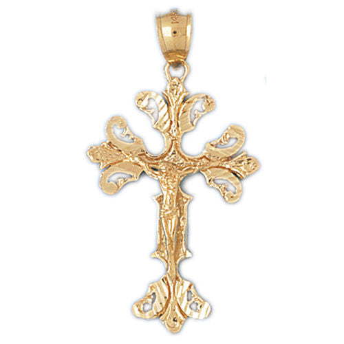 14K GOLD RELIGIOUS CHARM - CRUCIFIX #8423