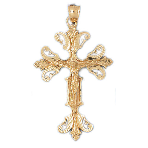 14K GOLD RELIGIOUS CHARM - CRUCIFIX #8424