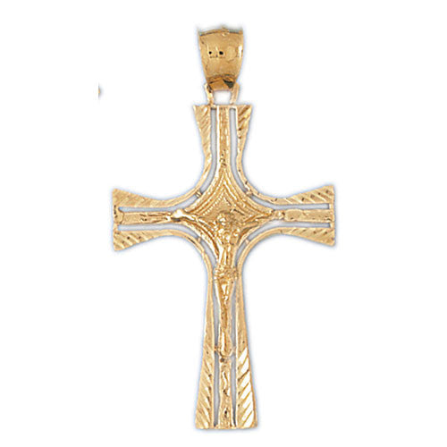 14K GOLD RELIGIOUS CHARM - CRUCIFIX #8425