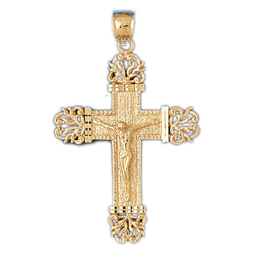14K GOLD RELIGIOUS CHARM - CRUCIFIX #8427