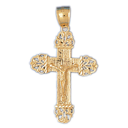 14K GOLD RELIGIOUS CHARM - CRUCIFIX #8428