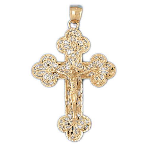 14K GOLD RELIGIOUS CHARM - CRUCIFIX #8429