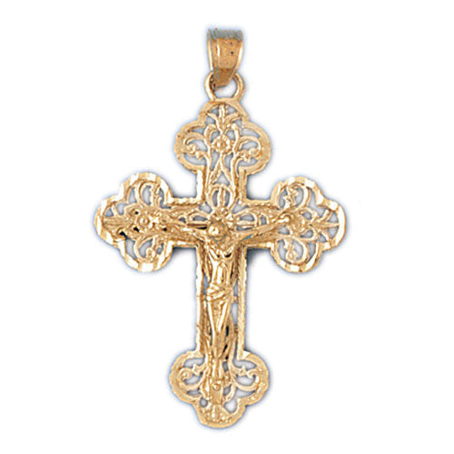 14K GOLD RELIGIOUS CHARM - CRUCIFIX #8430