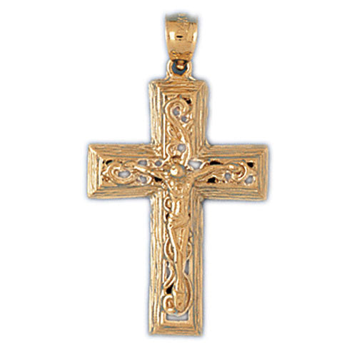 14K GOLD RELIGIOUS CHARM - CRUCIFIX #8432