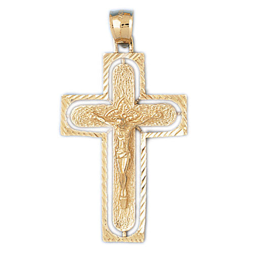 14K GOLD RELIGIOUS CHARM - CRUCIFIX #8433