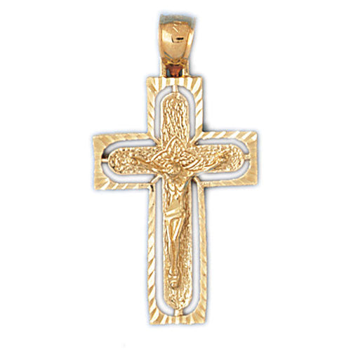14K GOLD RELIGIOUS CHARM - CRUCIFIX #8434