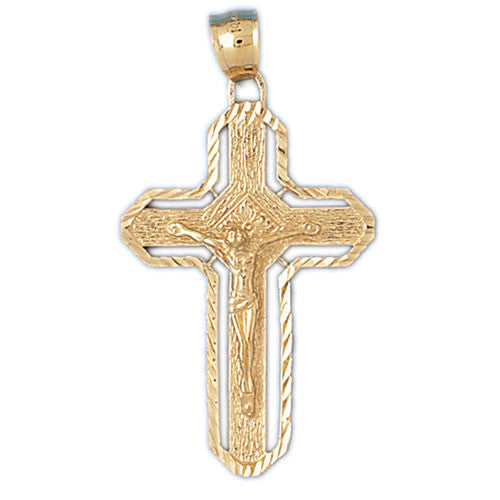 14K GOLD RELIGIOUS CHARM - CRUCIFIX #8435