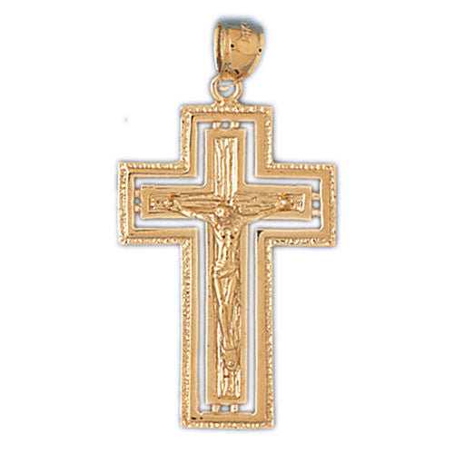 14K GOLD RELIGIOUS CHARM - CRUCIFIX #8437