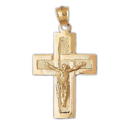 14K GOLD RELIGIOUS CHARM - CRUCIFIX #8439
