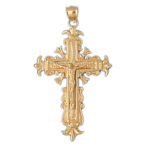 14K GOLD RELIGIOUS CHARM - CRUCIFIX #8441
