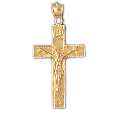 14K GOLD RELIGIOUS CHARM - CRUCIFIX #8449