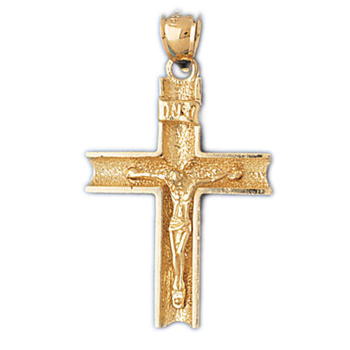 14K GOLD RELIGIOUS CHARM - CRUCIFIX #8455