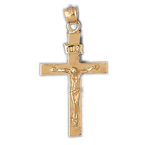 14K GOLD RELIGIOUS CHARM - CRUCIFIX #8466