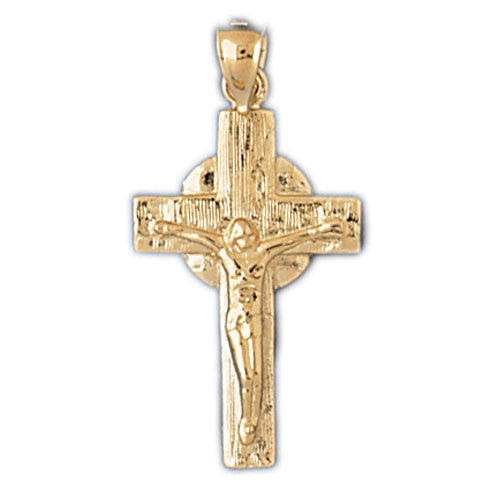 14K GOLD RELIGIOUS CHARM - CRUCIFIX #8468