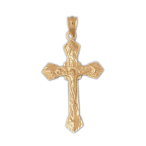 14K GOLD RELIGIOUS CHARM - CRUCIFIX #8474