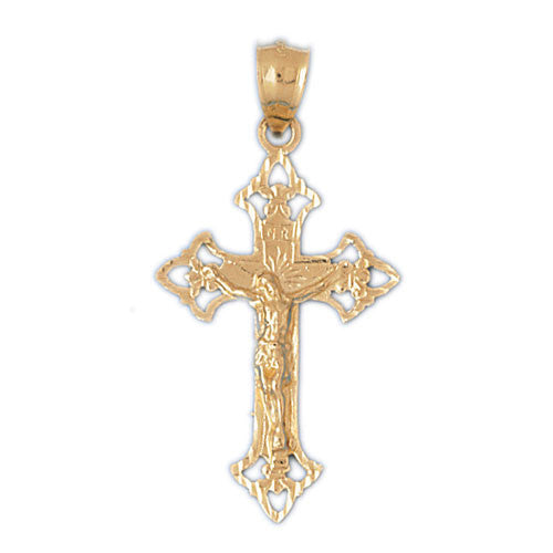 14K GOLD RELIGIOUS CHARM - CRUCIFIX #8475