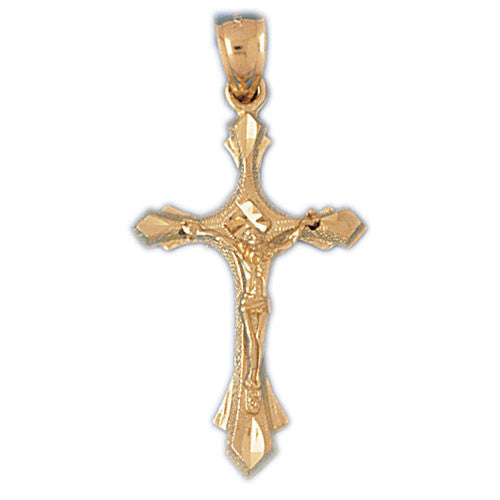 14K GOLD RELIGIOUS CHARM - CRUCIFIX #8476