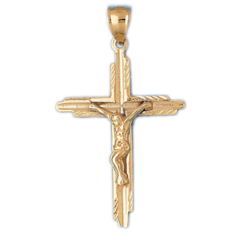 14K GOLD RELIGIOUS CHARM - CRUCIFIX #8478