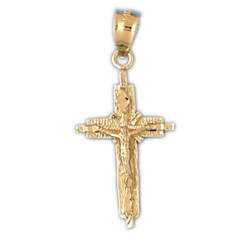14K GOLD RELIGIOUS CHARM - CRUCIFIX #8480