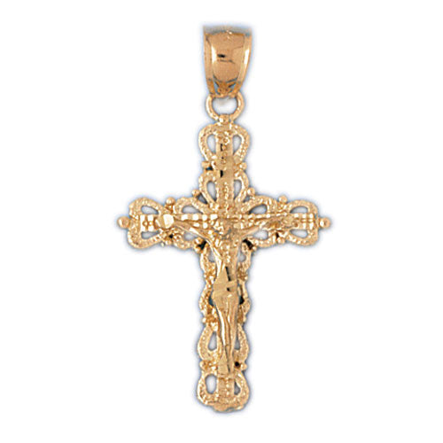14K GOLD RELIGIOUS CHARM - CRUCIFIX #8483