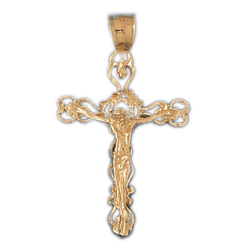 14K GOLD RELIGIOUS CHARM - CRUCIFIX #8484