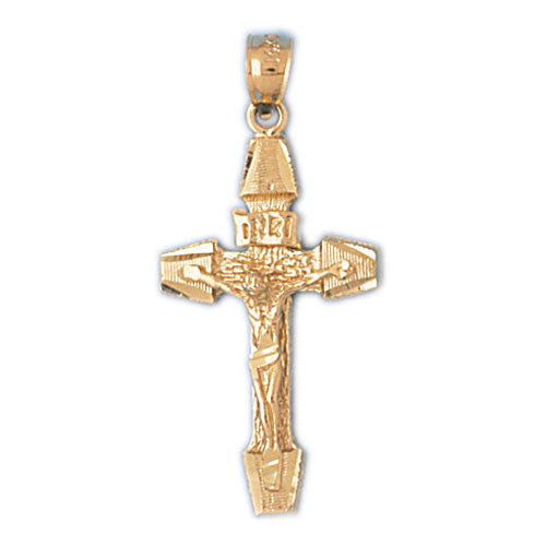 14K GOLD RELIGIOUS CHARM - CRUCIFIX #8494