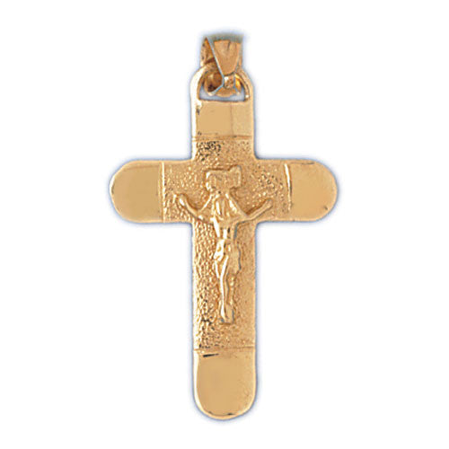14K GOLD RELIGIOUS CHARM - CRUCIFIX #8499