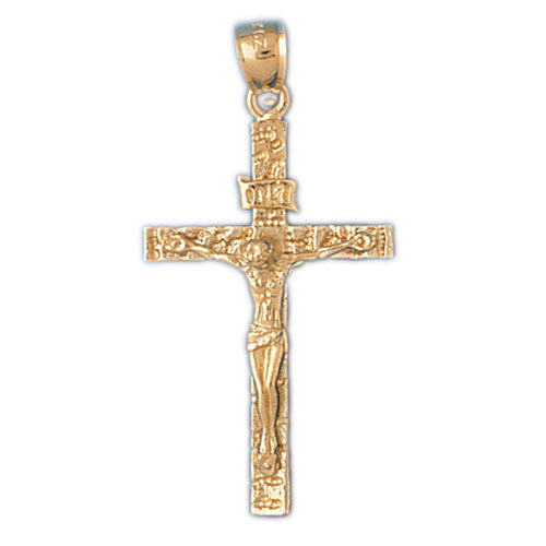 14K GOLD RELIGIOUS CHARM - CRUCIFIX #8500