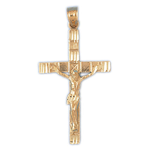14K GOLD RELIGIOUS CHARM - CRUCIFIX #8504