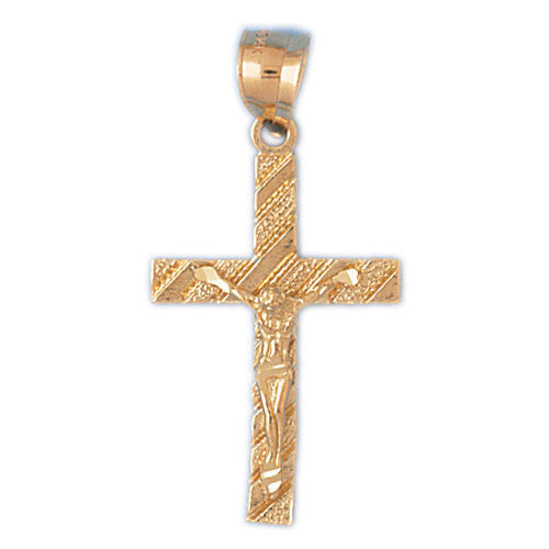 14K GOLD RELIGIOUS CHARM - CRUCIFIX #8505