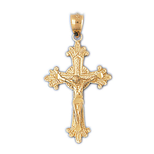 14K GOLD RELIGIOUS CHARM - CRUCIFIX #8509