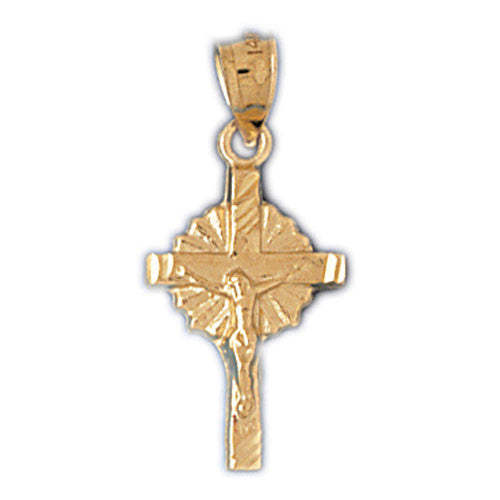 14K GOLD RELIGIOUS CHARM - CRUCIFIX #8515