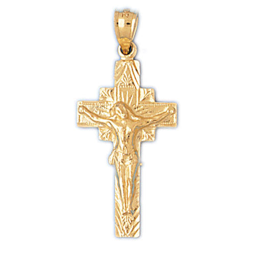 14K GOLD RELIGIOUS CHARM - CRUCIFIX #8516
